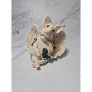 Pete Apsit Ceramic Flying Pig Angel Pig Shelf Sitter Farm House Vintage‎ 1993